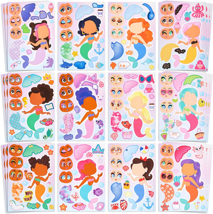 JOYIN 36 Sheets 9"x6" Make a face Stickers for Kids, Make Your Own Animal Stickers with Unicorn, Dinosaur, Sea and Safari Animals, Crafts Birthday Party Favors, Goodie Bags Classroom Activities
