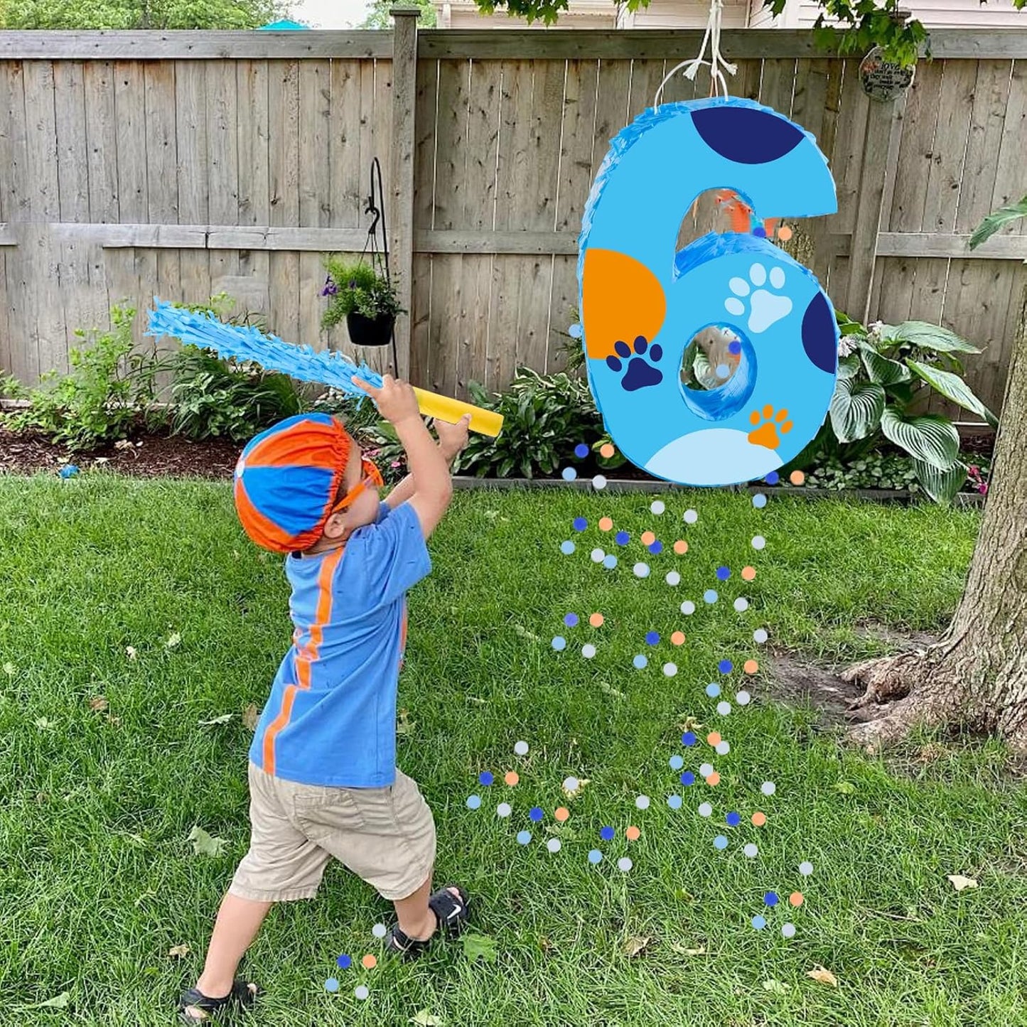 16 Inch Number 2 Dog Paw Pinata with 16 Inch Piñata Stick Blindfold Confetti for Boy Girl Kids 2nd Birthday Party Decorations (2nd)