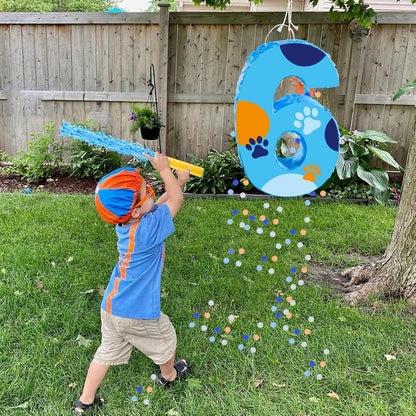 16 Inch Number 2 Dog Paw Pinata with 16 Inch Piñata Stick Blindfold Confetti for Boy Girl Kids 2nd Birthday Party Decorations (2nd)