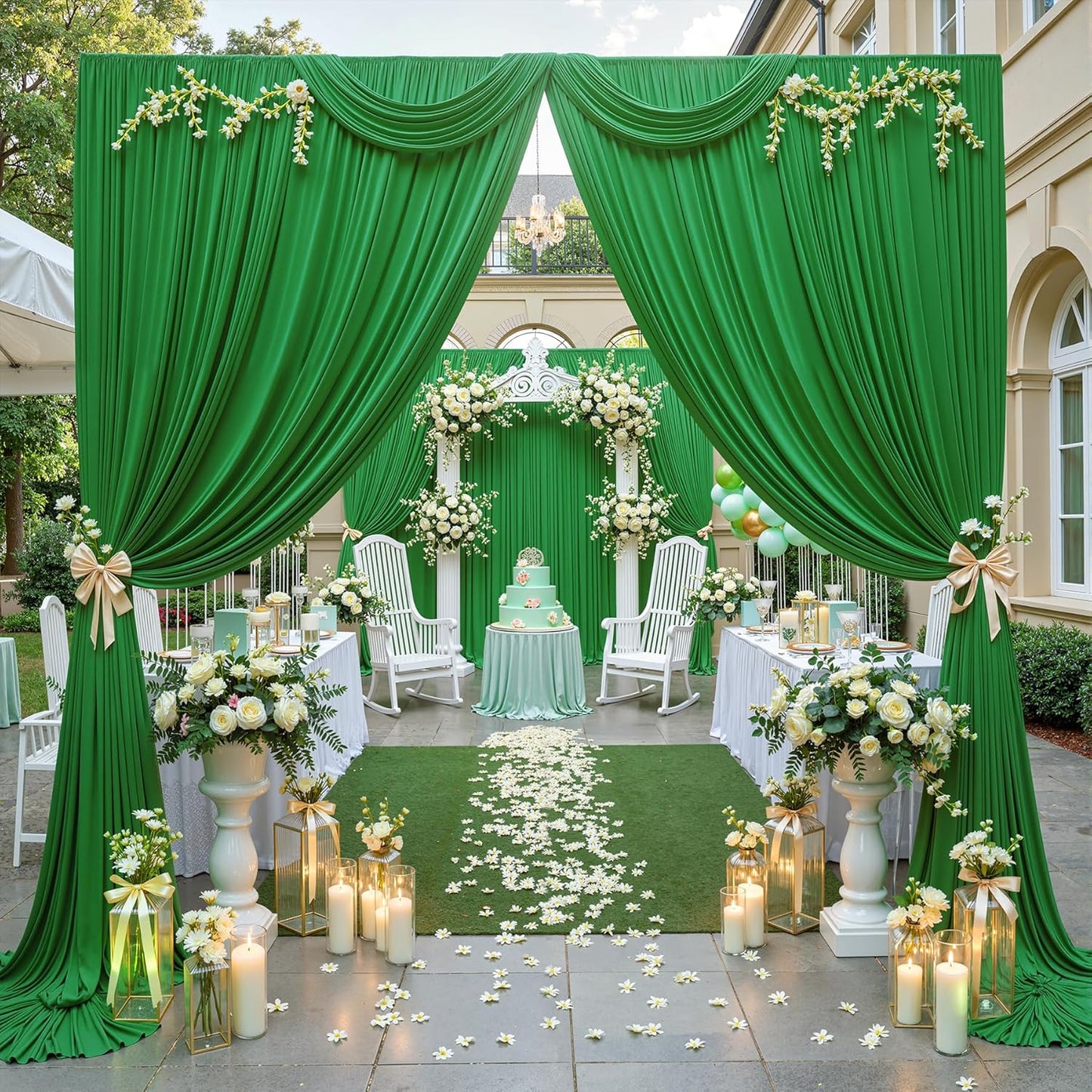 10 ft x 10 ft Wrinkle Free White Backdrop Curtains for Wedding Parties, Polyester Photography Backdrop Drapes for Birthday Parties Stage Backdrop Stand, 2 Panels 5x10FT Background Curtains