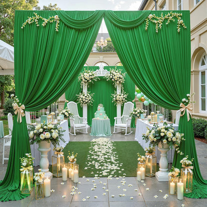 10 ft x 10 ft Wrinkle Free White Backdrop Curtains for Wedding Parties, Polyester Photography Backdrop Drapes for Birthday Parties Stage Backdrop Stand, 2 Panels 5x10FT Background Curtains