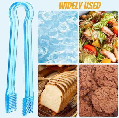 10 Pcs Plastic Buffet Serving Tongs, Clear Kitchen Tongs Mini Serving Utensil Tongs for Food Ice Salad Buffet Barbecue Cookies, 6.3 Inches