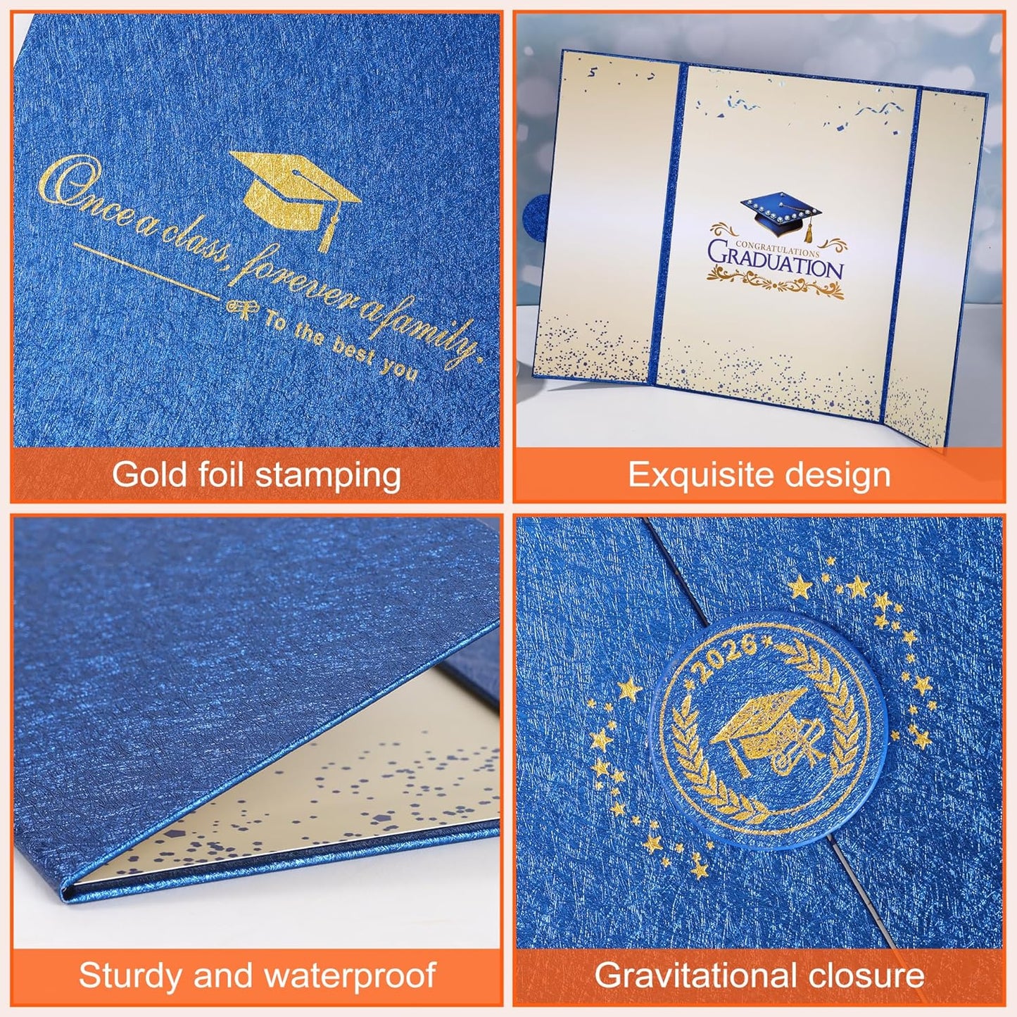 Graduation Guest Book 2026 Graduation Party Decorations Class of 2026 Graduation Sign in Book Signature Board Keepsake Grad Party Supplies College High School Graduation Gift Card Book (Blue)