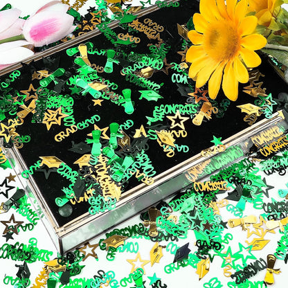 Gold and Black Graduation Confetti 2026, 1000 Pcs Congrats Grad Confetti Class of 2026 Party Table Centerpiece for 2026 Graduation Party Decorations