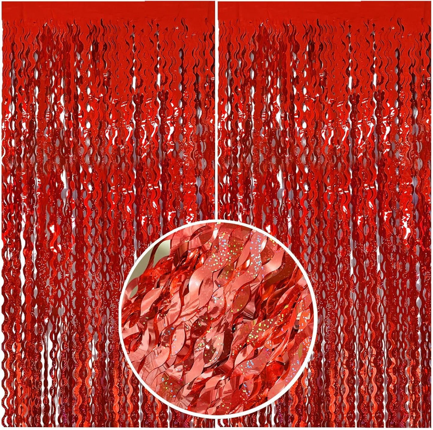 Tinsel Foil Fringe Curtains Wavy Backdrop for Parties Sparkle Metallic Wavy Foil Fringe Backdrop Curtain for Party Decorations Photo Booth Props for Birthday Graduation Wedding