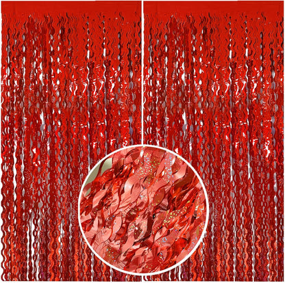 Tinsel Foil Fringe Curtains Wavy Backdrop for Parties Sparkle Metallic Wavy Foil Fringe Backdrop Curtain for Party Decorations Photo Booth Props for Birthday Graduation Wedding
