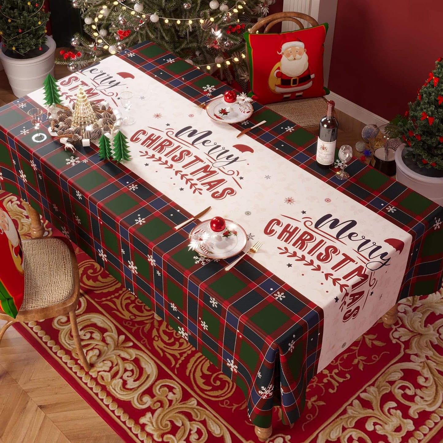 Rectangle Table Cloth,100% Waterproof Tablecloth Oil Proof Spill Proof Vinyl Table Cloth, Wipe Clean Plastic Table Cover for Dining, Camping, Indoor and Outdoor 52" x 70",Leaves