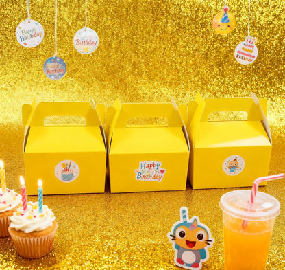XAGLVV 24 Pack White Paper Gable Boxes,6.2 Inch Candy Boxes with Handle, Snack Party Favor& Gift Cookie bags for kids Birthday,Wedding, Baby Shower, Graduation.