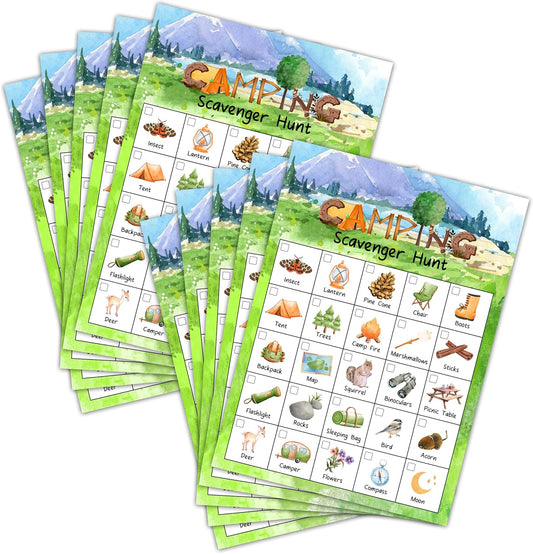 Camping Scavenger Hunt Game, Treasure Hunt Party Games Cards, Outdoor Nature Birthday Activities for Adults, Holiday Hunt For Family and Friends, Scavenger Hunt Party Supplies Decorations (25 Pack)-05