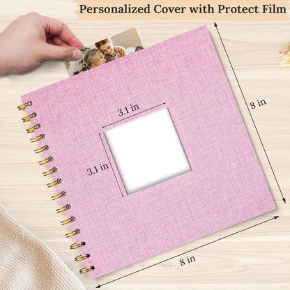 8 x 8 Inch Scrapbook Photo Album Linen Cover 20 Sheets/ 40 Pages, Hardcover Kraft White Pages Memory Book, for Travel Wedding Guest Book Christmas Baby Shower Fits 4x6 & Instant Photos, Beige
