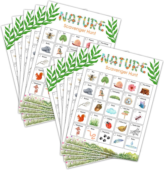 Nature Scavenger Hunt Game, Camping Treasure Hunt Party Games Cards, Birthday Activities for Adults, Holiday Hunt for Family and Friends, Spring Scavenger Hunt Party Supplies Decorations (25 Pack)-02
