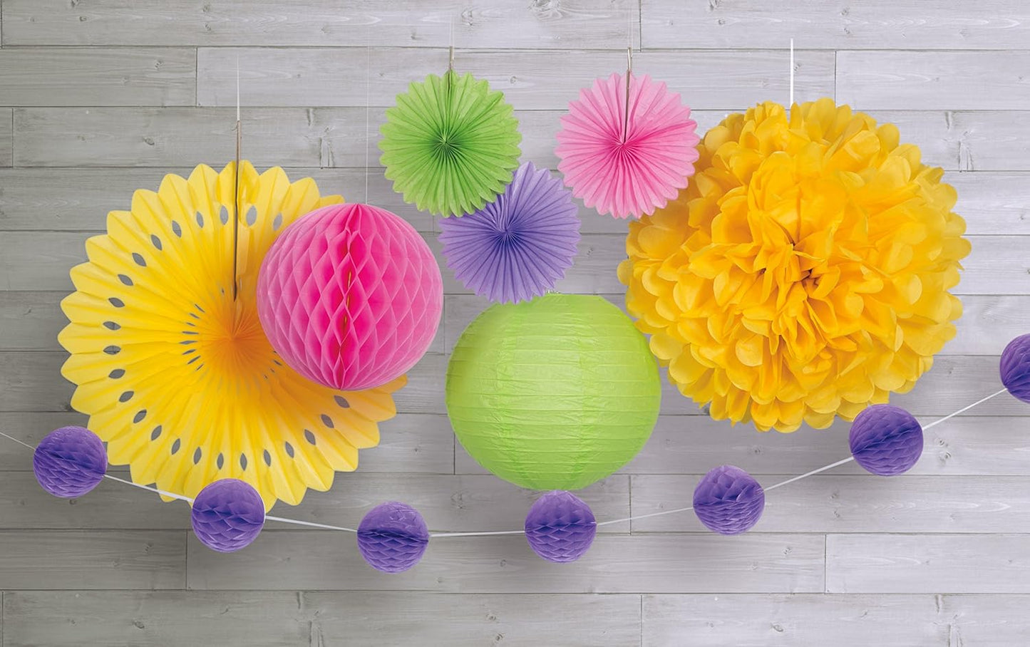 Sunflower Yellow Hanging Tissue Paper Fans - 6'', 3 Count - Perfect for Parties & Home Decor