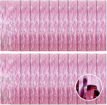 20 Pack Silver Foil Curtain Backdrop 3.2ft x 8.2ft Foil Fringe Backdrop Curtain Metallic Tinsel Foil Fringe Curtains Streamer Backdrop Curtains for Birthday Party Decorations Photo Booth (Silver)