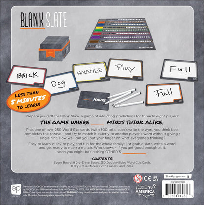 USAOPOLY BLANK SLATE, Where Great Minds Think Alike, Fun Family-Friendly Board Game, Word Association Party Game, Easy to Learn, Fun to Play Family Game Night, 3-8 Players, Ages 8+