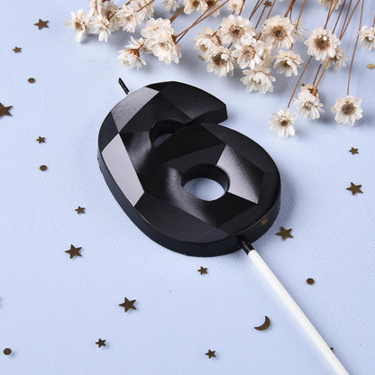 PHD CAKE 2.76 Inch Crystal Black 9 Number Birthday Candles, Black Number Candles, Cake Number Candles, Party Celebration