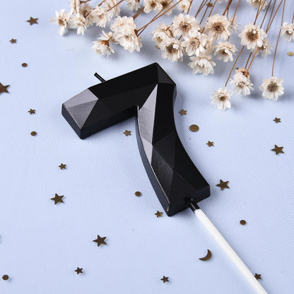 PHD CAKE 2.76 Inch Crystal Black 9 Number Birthday Candles, Black Number Candles, Cake Number Candles, Party Celebration