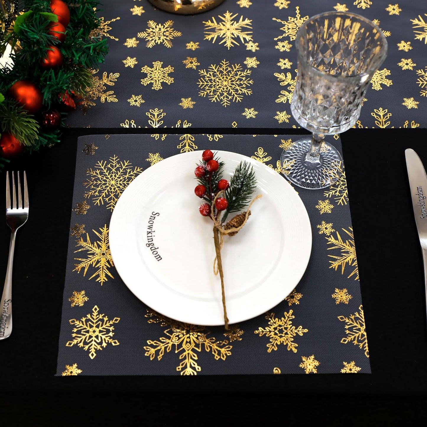 Snowkingdom 2 Pieces Gold Table Runner, Sequin Glitter Foil Metallic Thin Mesh Runner Roll 11"x108", Gold Table Decorations for Event Party, Wedding, Birthday Party, Christmas