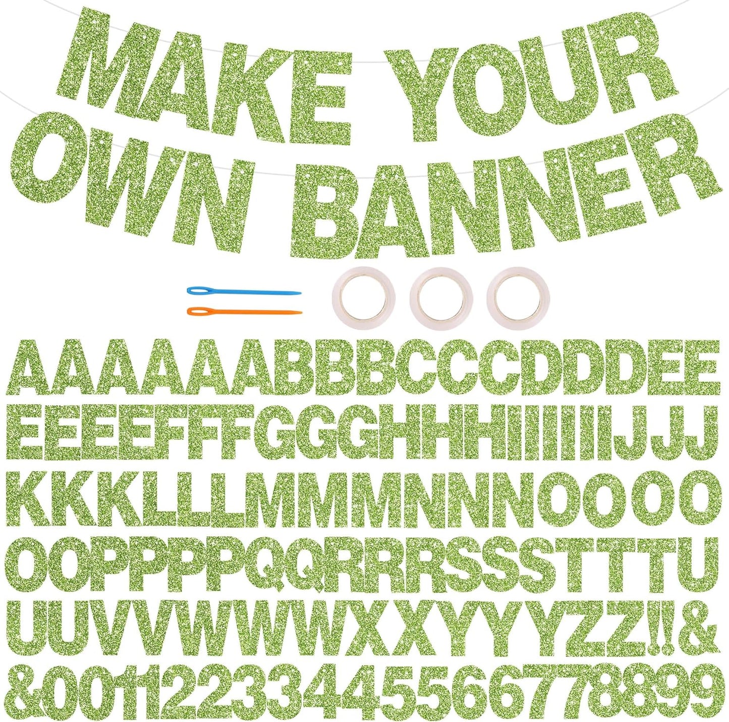 BEISHIDA 116 PCS A-Z DIY Letter Banner Kit Make Your Own Banner Including 111 Letters and Numbers 3 Rope and 2 Threading Device,Customized for Birthday Graduation Wedding Decor Black