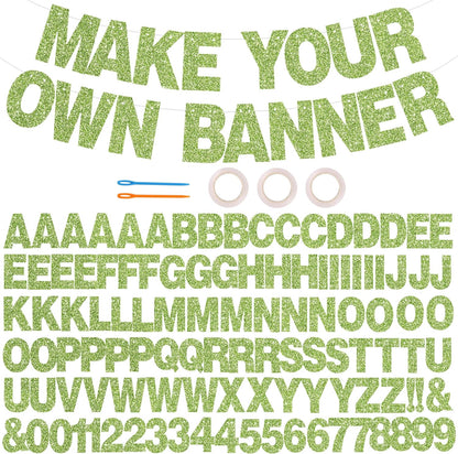 BEISHIDA 116 PCS A-Z DIY Letter Banner Kit Make Your Own Banner Including 111 Letters and Numbers 3 Rope and 2 Threading Device,Customized for Birthday Graduation Wedding Decor Black
