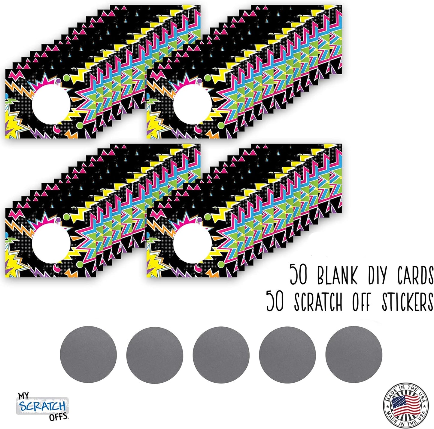 My Scratch Offs - Customizable Scratch-Off Cards Graffiti Design for Prizes, Classroom Rewards & Teacher Supplies, 50 Pack