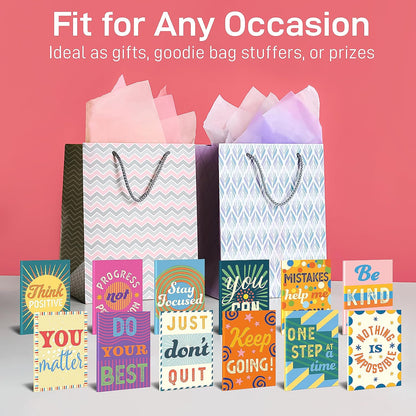 S&O Motivational Mini Notebooks Bulk Set w/12 Unique Messages, Inspirational Notebooks for Kids, tiny pocket journals Collection for Children, small Diaries Pack writing pads, 44 pages, 3.5” x 5”