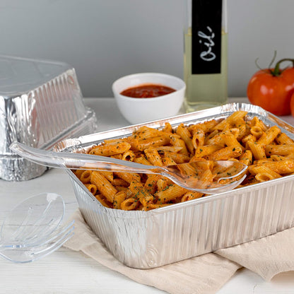 Plasticpro Disposable Plastic Serving Utensils Set of 4 Salad Spoons, And 4 Salad Forks, Clear Heavyweight