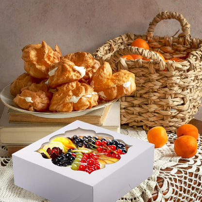 20 Pack Pie Boxes 9x9x3Inch Cake Boxes Bakery Boxes with Window for Pie, Cookies, Donuts, Chocolate Covered Strawberries(White)