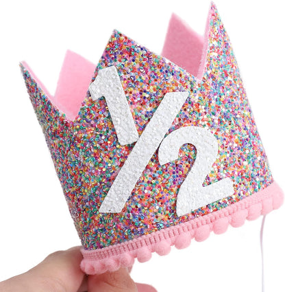 Rainbow Crown - 4th Birthday Party Glitter Crown, Kids Birthday Hats, Baby Photo Props, Little Girls Hair Accessories