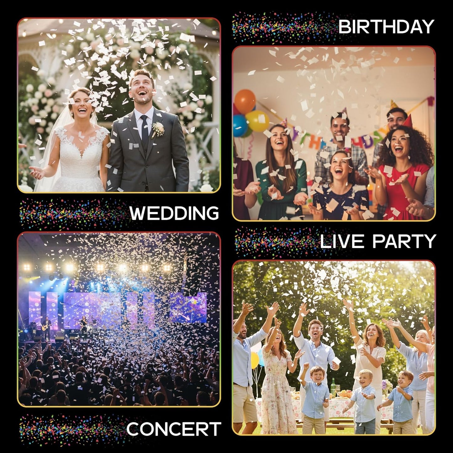 Ultimate Confetti, Multicolor Biodegradable Confetti - Rectangular Fluttering Tissue Paper Confetti for Cannon and Launcher use - Best for Holidays, Birthday, Wedding, and Parties - 1 lb, 16 oz