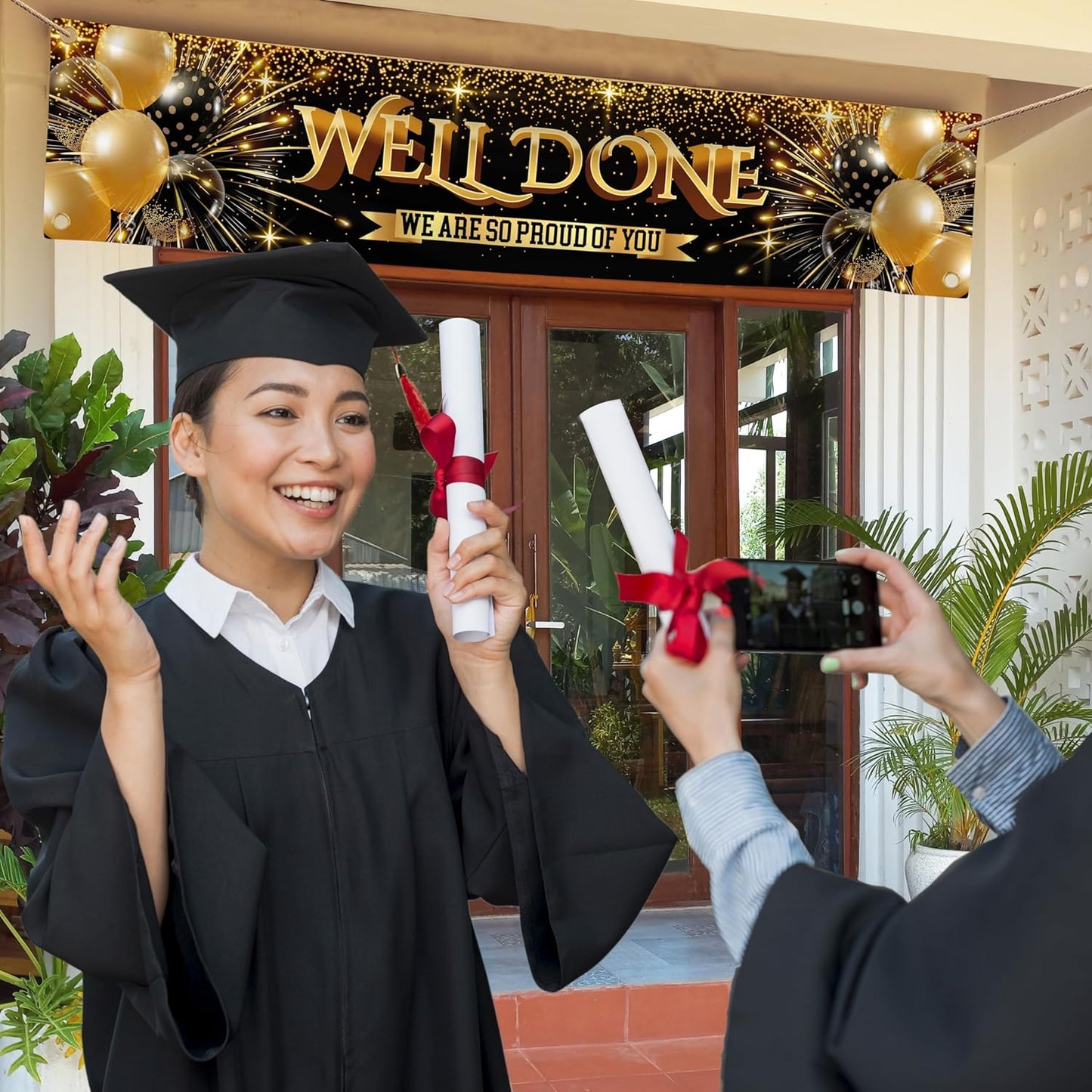 Welcome Banner - Black and Gold Welcome Home Decorations 6 x 1.3ft - Welcome Back Banner - We Missed You So Much