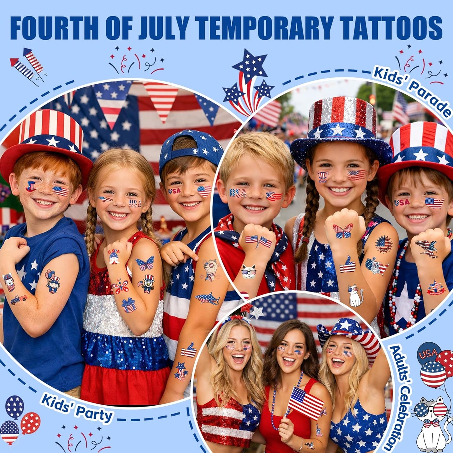 120 PCS Glitter Summer Temporary Tattoos For Kids - Hawaiian Luau Party Favors, Adults Bulk Fun Pool Party Supplies and Tropical Beach Theme Waterproof Decorations