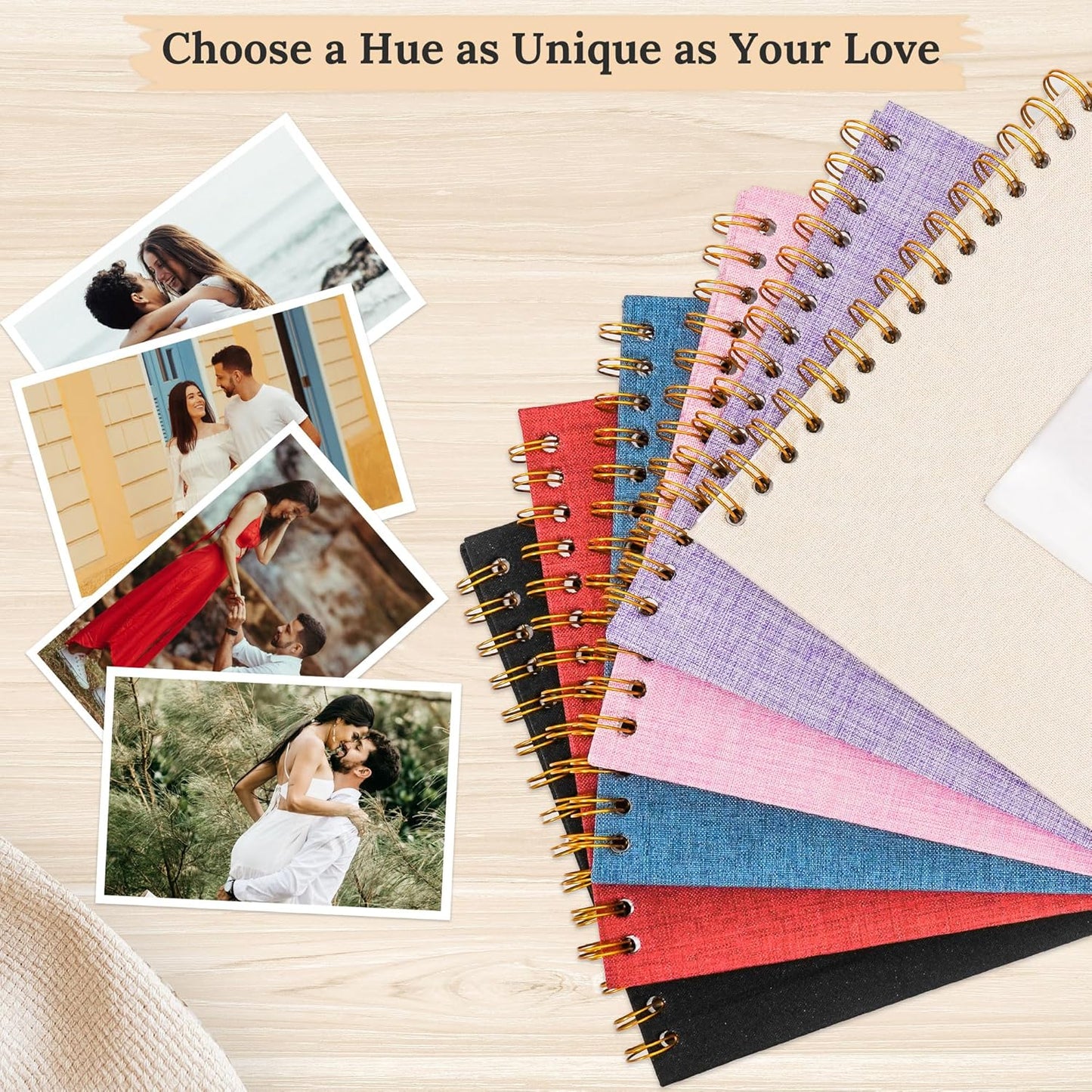 8 x 8 Inch Scrapbook Photo Album Linen Cover 20 Sheets/ 40 Pages, Hardcover Kraft White Pages Memory Book, for Travel Wedding Guest Book Christmas Baby Shower Fits 4x6 & Instant Photos, Beige