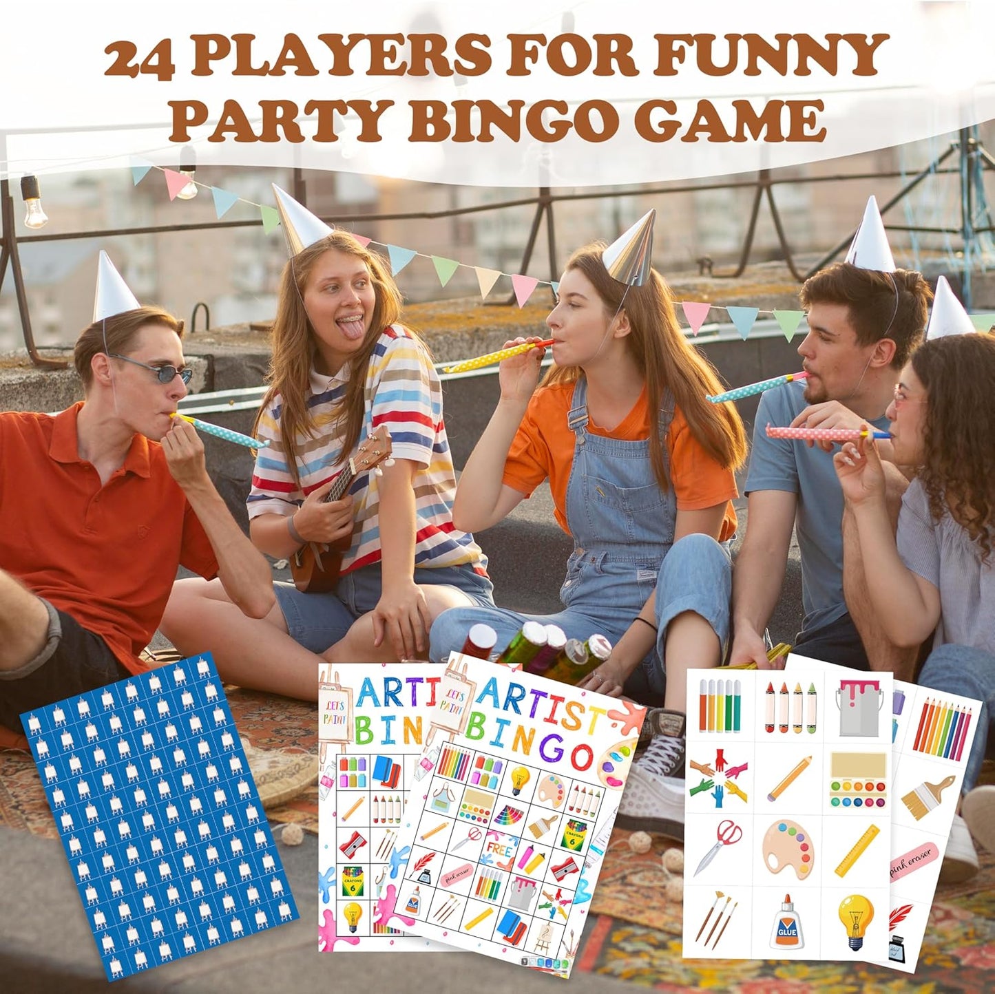 Book Bingo Game, Reading Party Bingo Cards Set, Read Themed Party Games Supplies for Book Lovers, Adults Family Friends Holiday Activities Favors Decorations for 24 Player, 01
