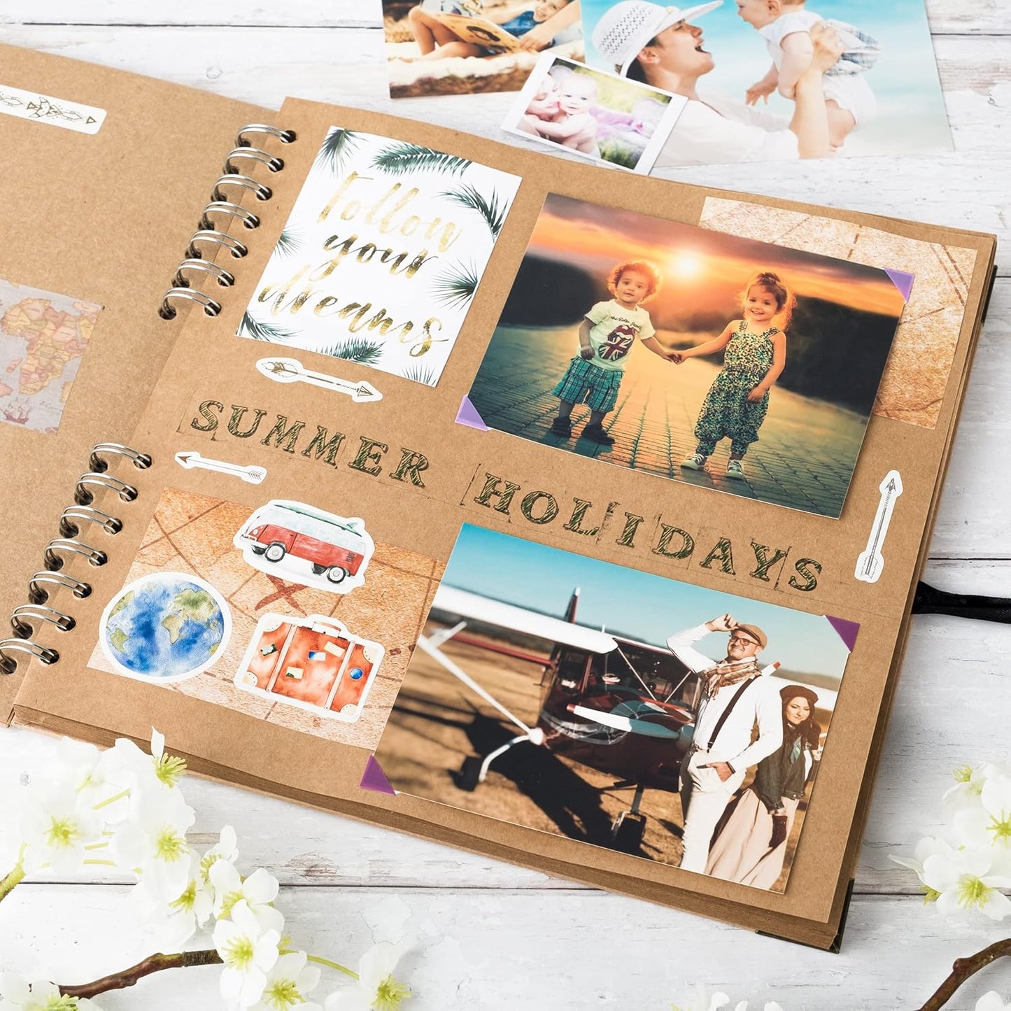 Bstorify Scrapbook Album 60 Pages (8 x 8 Inch) Brown Thick 200gsm Kraft Paper, Photo Album Scrapbook, Memory Book - Ideal for Your Scrapbooking Albums Art & Craft Projects