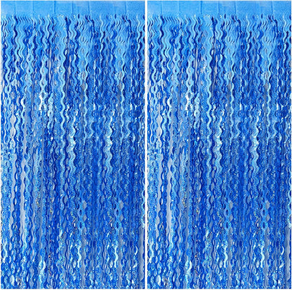 Tinsel Foil Fringe Curtains Wavy Backdrop for Parties Sparkle Metallic Wavy Foil Fringe Backdrop Curtain for Party Decorations Photo Booth Props for Birthday Graduation Wedding
