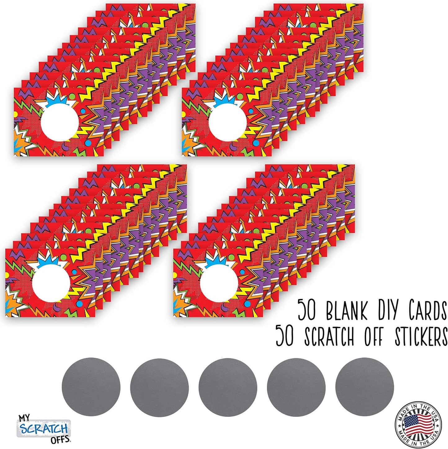 My Scratch Offs - Customizable Scratch-Off Cards Graffiti Design for Prizes, Classroom Rewards & Teacher Supplies, 50 Pack