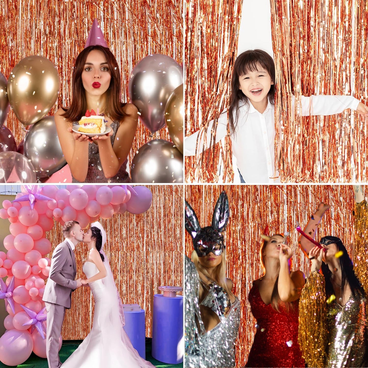 2 Pack Foil Curtain Backdrop Curtains Silver Tinsel Door Streamers Birthday Party Decorations Photo Booth Props for Disco Party Graduation Wedding Baby Shower Bachelorette Christmas Gender Reveal