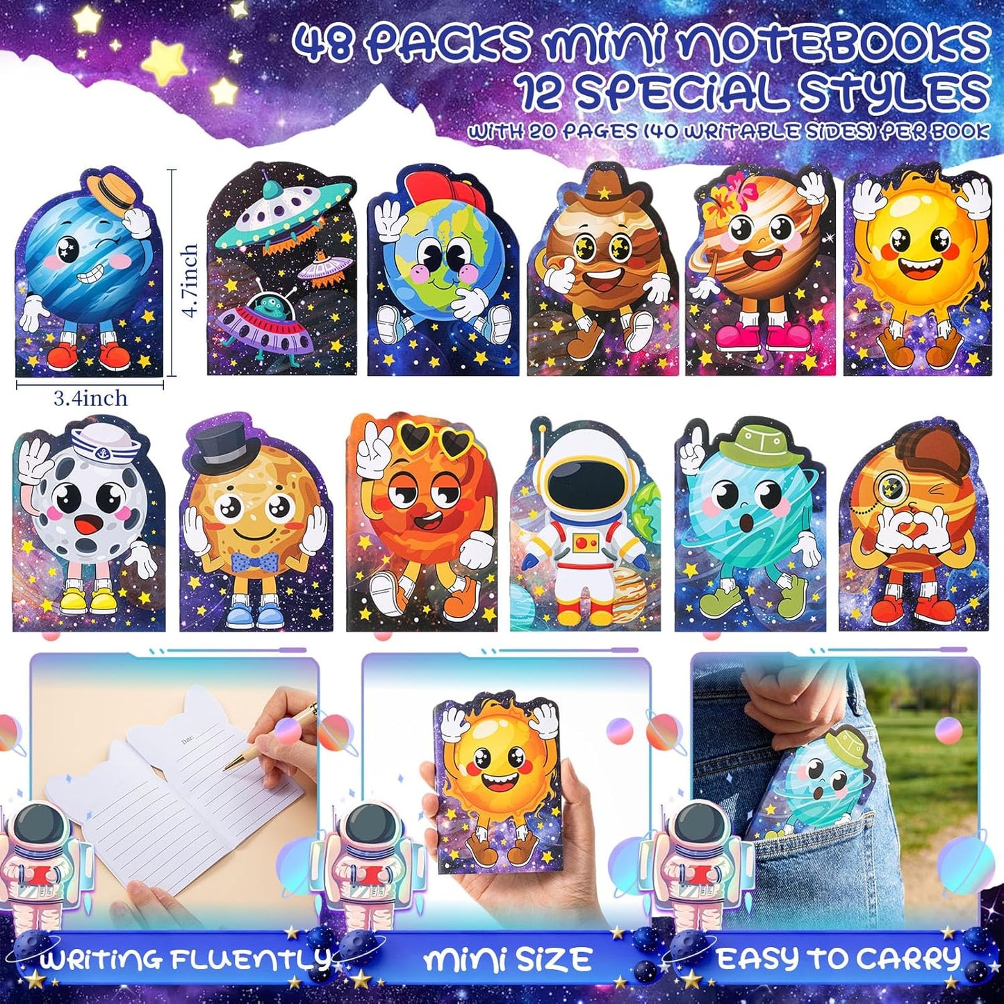 Maxdot 48 Pcs Farm Animals Mini Notebooks Bulk Party Favors Gift Small Cute Pocket Notepads with 20 Sheets, Gifts for Birthday, Back to School Party Classroom Prizes Gift