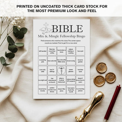 Bible Fellowship Bingo Cards, 25 Unique Sheets, Bible Bingo for Church Groups, Engaging Christian Games, Fun Bible Games Activity for Youth and Adults