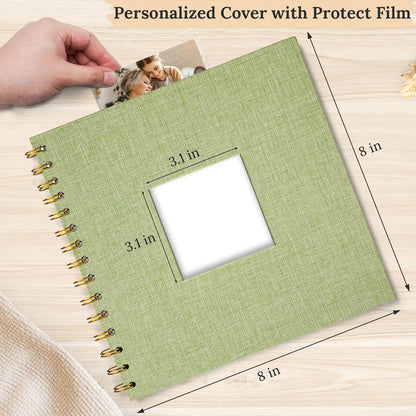 8 x 8 Inch Scrapbook Photo Album Linen Cover 20 Sheets/ 40 Pages, Hardcover Kraft White Pages Memory Book, for Travel Wedding Guest Book Christmas Baby Shower Fits 4x6 & Instant Photos, Beige
