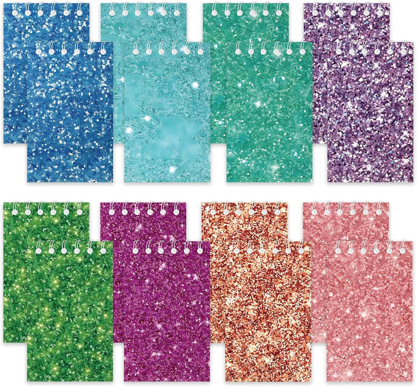 24Pcs Colorful Flash Theme Mini Notebooks Birthday Party Supplies Favors Goodie Bag Stuffers Glitter Colorful Little Pocket NotePads Gift Rewards Supplies for Party 8 Styles 25 Pages Each