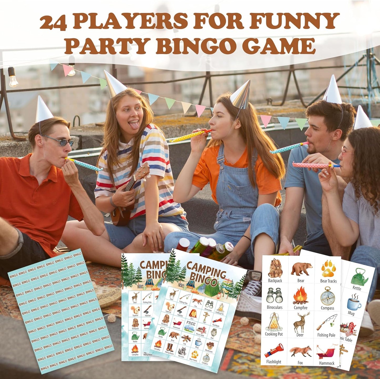 Book Bingo Game, Reading Party Bingo Cards Set, Read Themed Party Games Supplies for Book Lovers, Adults Family Friends Holiday Activities Favors Decorations for 24 Player, 01