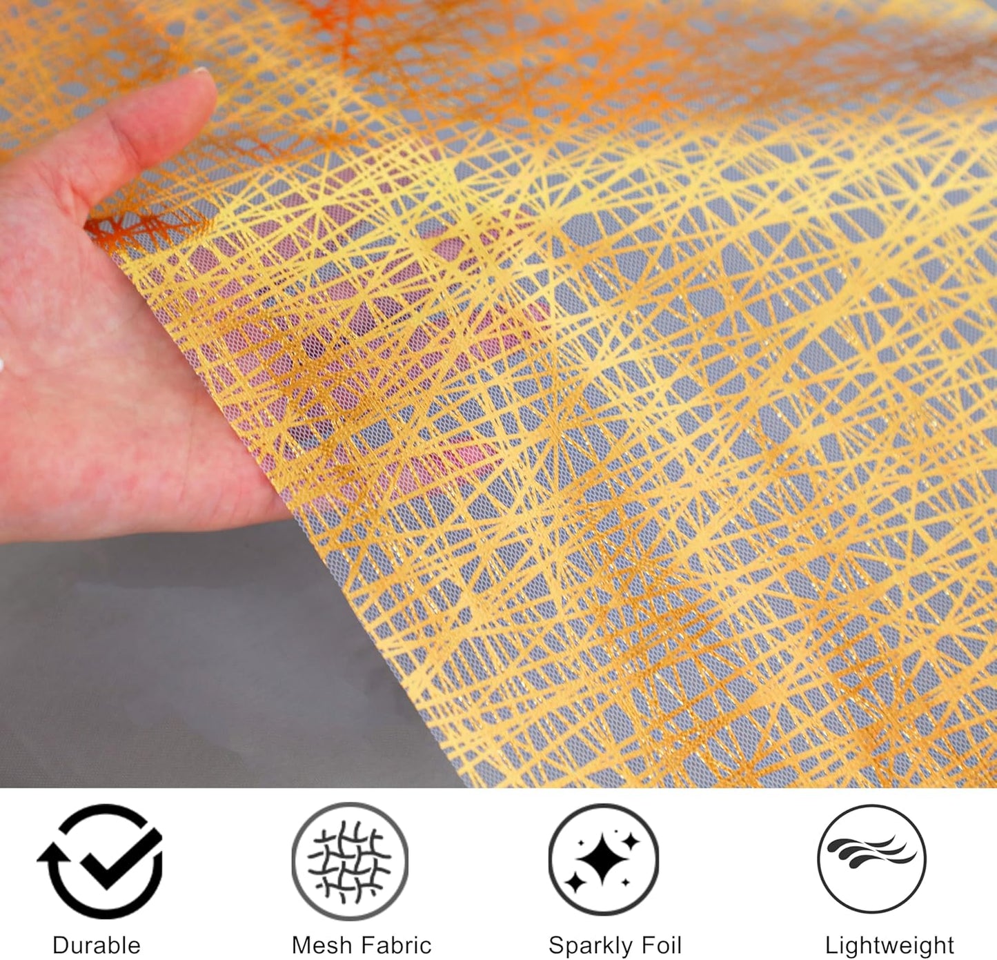 Snowkingdom 2 Pieces Gold Table Runner, Sequin Glitter Foil Metallic Thin Mesh Runner Roll 11"x108", Gold Table Decorations for Event Party, Wedding, Birthday Party, Christmas