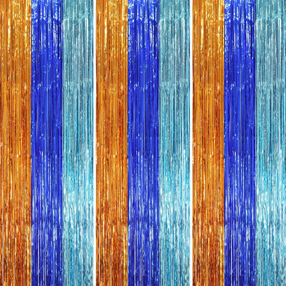 Voircoloria 3 Pack 3.3x8.2 Feet Gold Foil Fringe Backdrop Curtains, Tinsel Streamers, Fringe Backdrop for 2025 New Years Eve, Graduation, Birthday, Baby Shower, Gender Reveal, Disco Party - Colors B