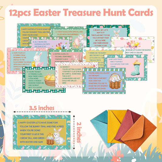 Easter Scavenger Hunt Games, Easter Treasure Hunt Clues Game Cards, Easter Party Games for Family Friend Groups, Easter Party Decorations Favors Supplies, 03