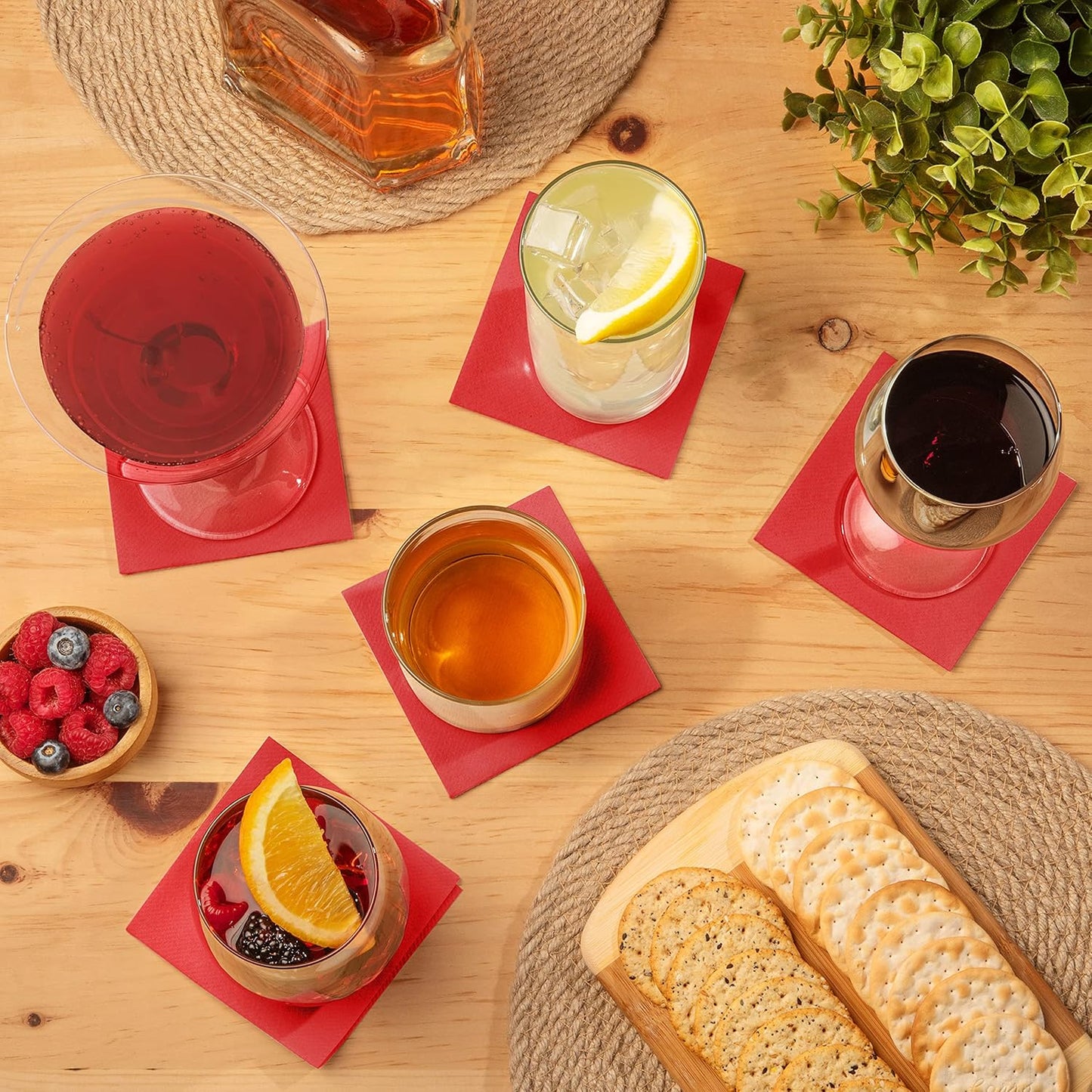 AH AMERICAN HOMESTEAD Cocktail Napkins-Disposable Beverage/Bar Napkins-White Linen-Like Square Napkins-Eco-Friendly & Compostable-Everyday Use, Party or Wedding 4.75inch x 4.75inch (100 Count, White)
