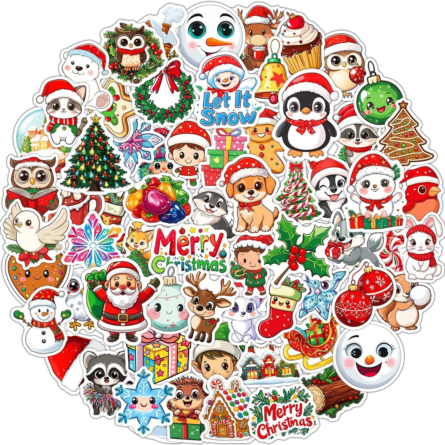 JCFIRE 200PCS Stickers for Kids, Waterproof Cute Mixed Animal Food Vinyl Scrapbook Stickers for Water Bottle, Book, Laptop, Goodie Bags Stuffers Kids Party Favors, Classroom Supplies Must Haves