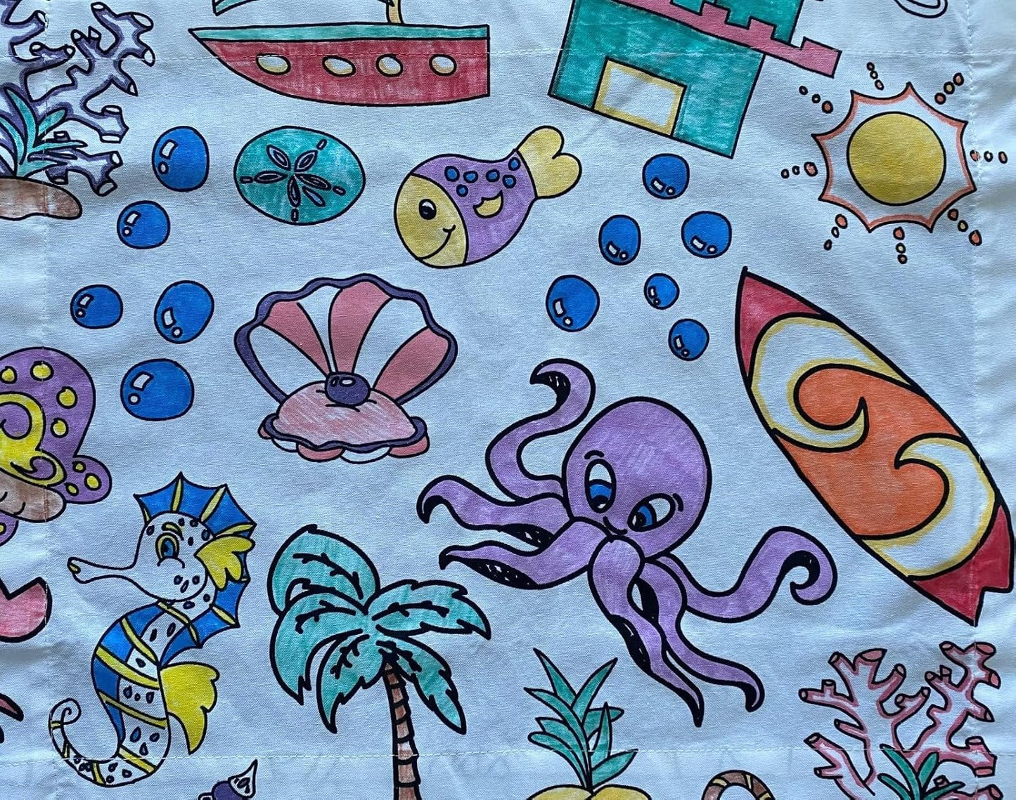 Animal Fun Design – Square Tablecloth 60”X60” – Interactive Coloring Tablecloth for Kids - Poly/Cotton Fabric – Washable and Reusable – DIY Activity for Children and Adults