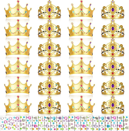 Yaomiao 44 Pcs Birthday Foam Crowns for Kids Princess Tiaras King Hat Bulk Diamond Sticker Kits for Crown Party Supplies