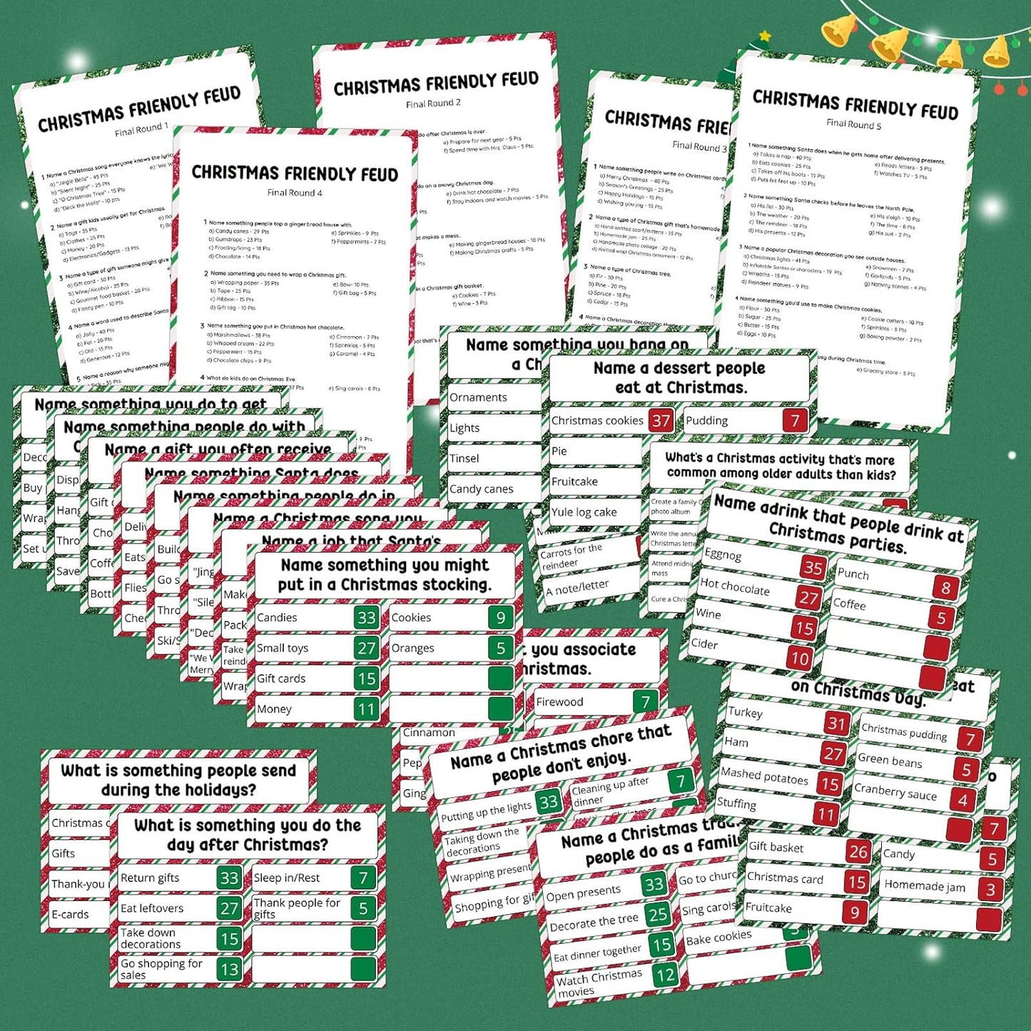 20 Pcs Retirement Friendly Feud Game Set Retirement Party Game Trivia Quiz with 18 Card 2 Buzzer for Adults Family Games Activities Party Supplies, Battery Not Included